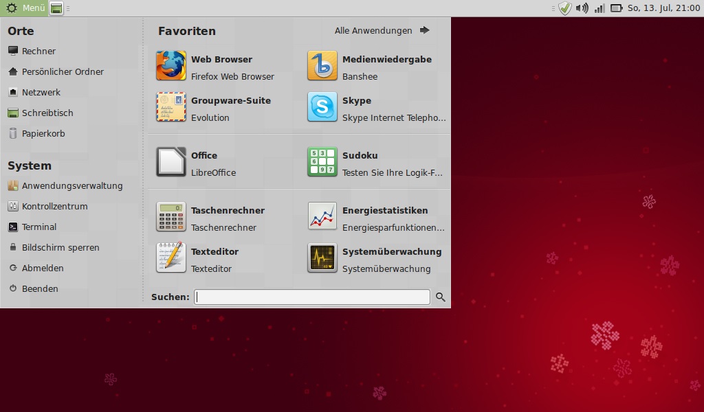 Abbildung: MATE-Desktop mit MintMenu [mintmenu 5.5.8]
